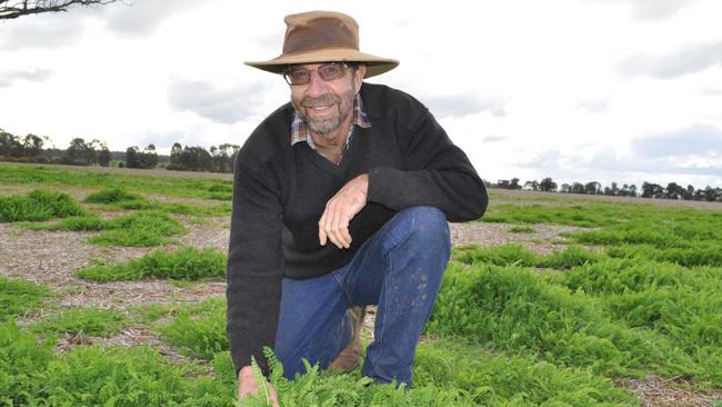 Seed driven: Mike O'Hare on his farm near Beckom in southern NSW.