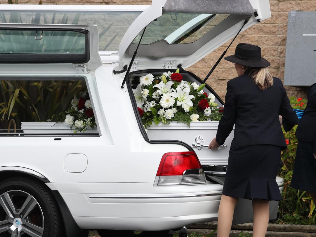 Family and friends gather outside the HisHouse Church for funeral OF teen crash victim Tyrese Bechard. Picture: John Grainger