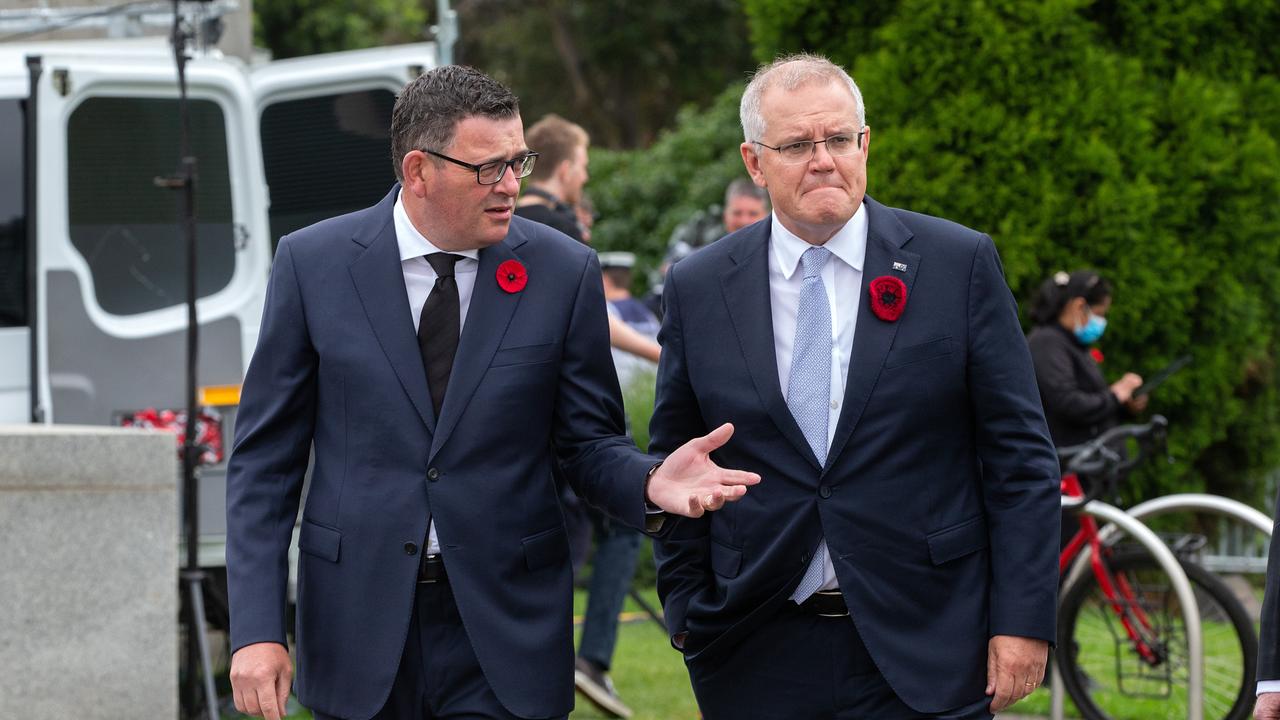 While the pair have not always gotten along, the two took time to pay their respects on Thursday. Picture: NCA NewsWire/Sarah Matray