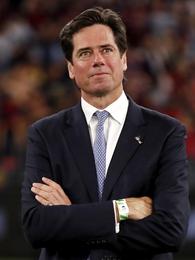 Gillon McLachlan says ‘footy is back’. Picture: Getty Images