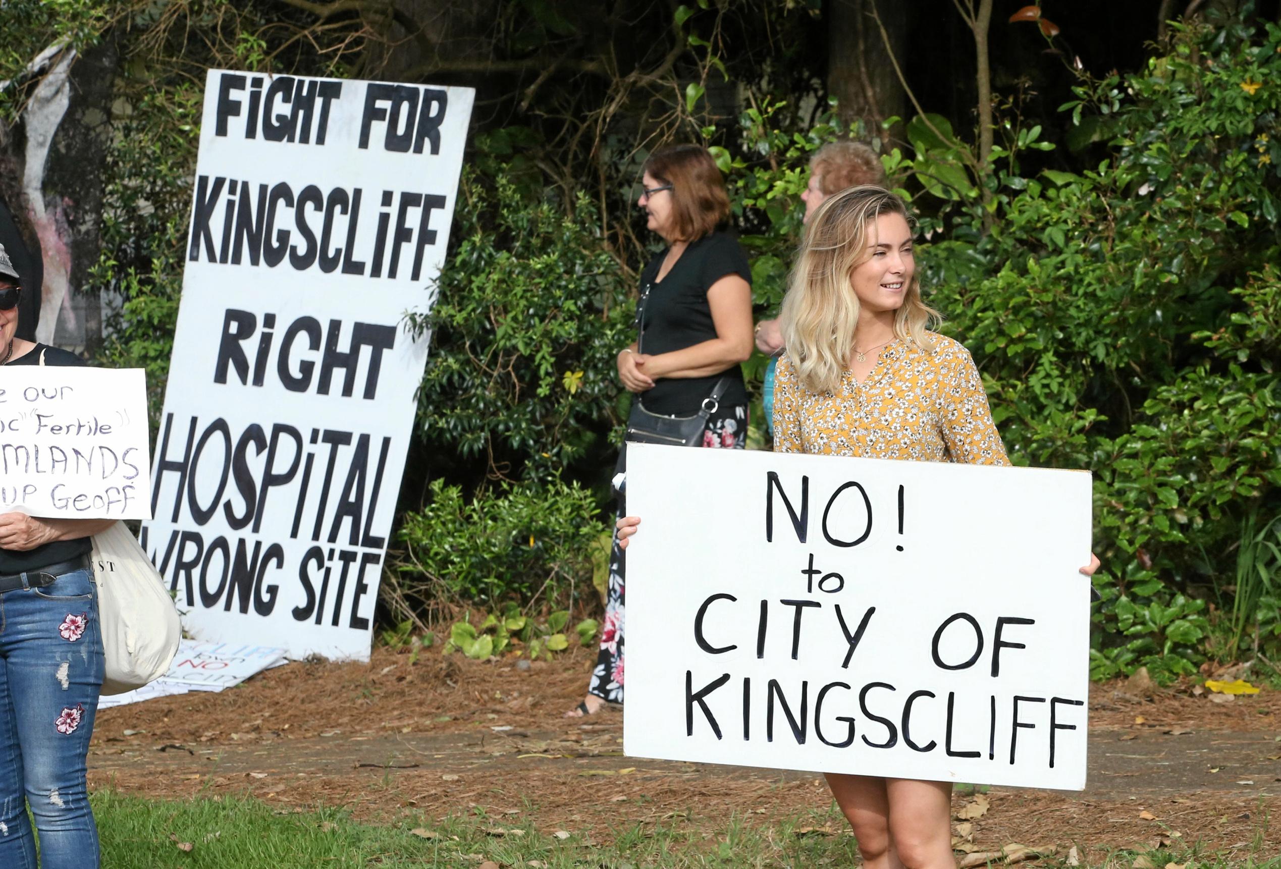 protest outside the site of the new Tweed Valley Hospital at Cudgen. Photo Scott Powick. Picture: Scott Powick