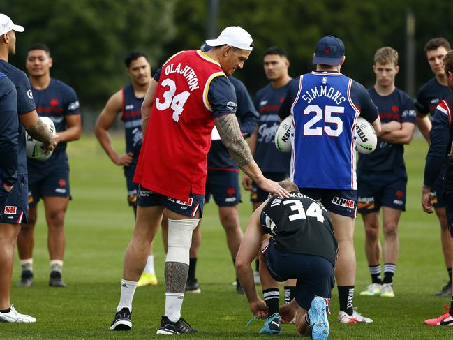 Sonny Bill Williams, wearing a Hakeem Olajuwon jersey, has his first training run. Picture: Sam Ruttyn