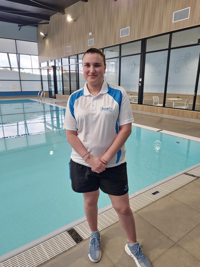 Rachel Doucas says her job as a swim instructor has been a “godsend”.