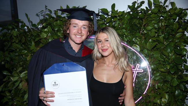 Jackson Bruce-Tennant and Eilish Bender celebrate graduation. Picture: Alan Barber
