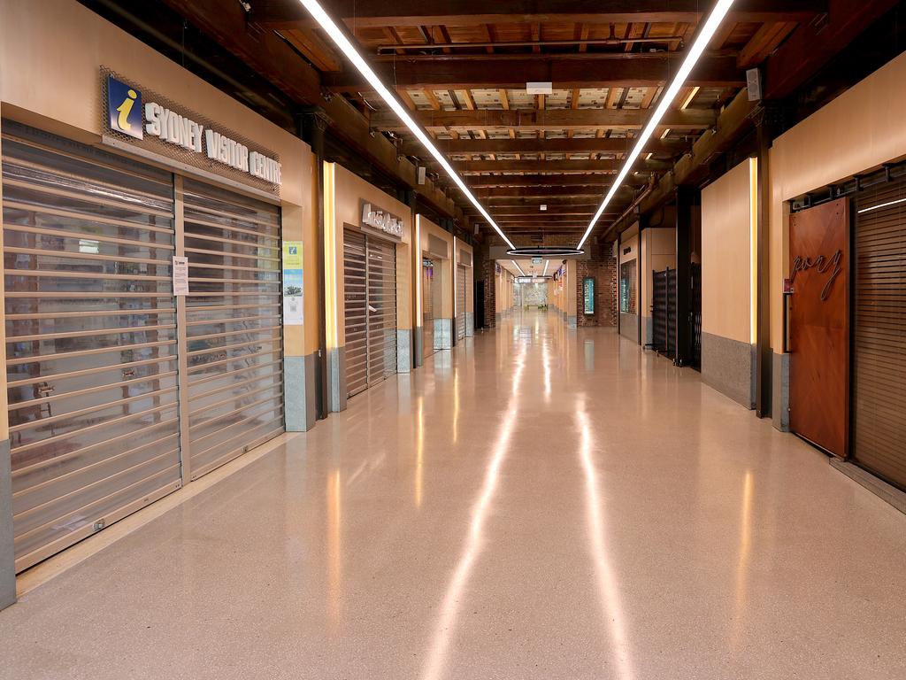 Closed shops in The Rocks. Picture: Toby Zerna