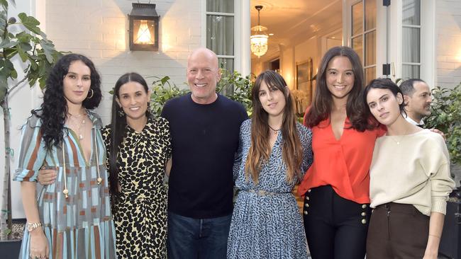 Rumer Willis, Demi Moore, Scout Willis, Emma Heming Willis and Tallulah Willis are all supporting the actor in his struggles. (Photo by Stefanie Keenan/Getty Images for goop)