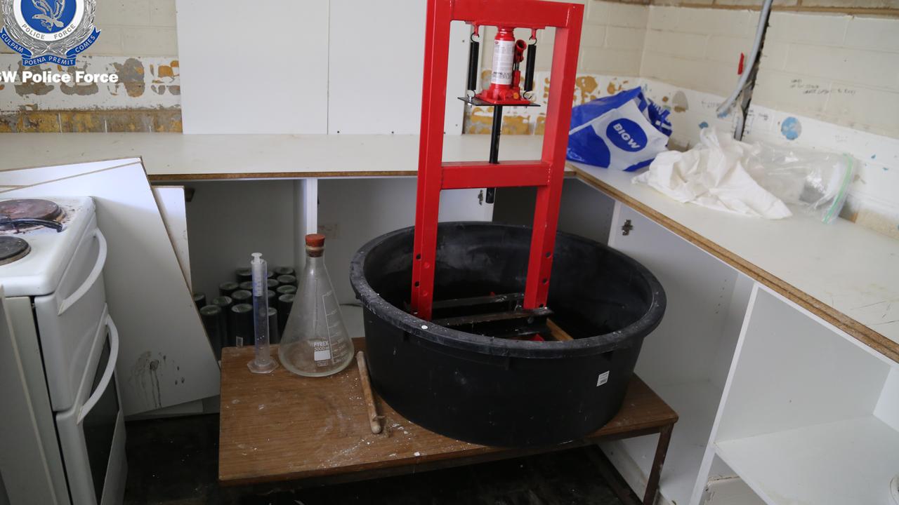 The kitchen had been converted into a lab set-up. Picture: NSW Police Force