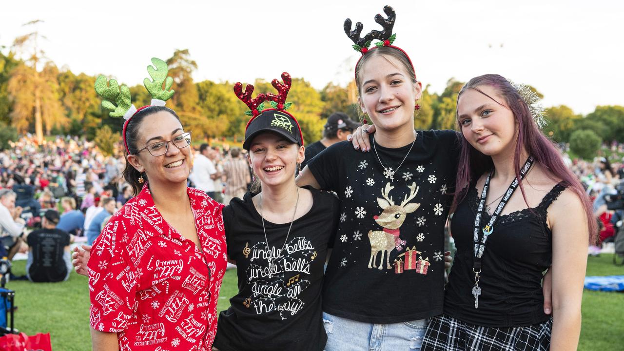 At Triple M Mayoral Carols by Candlelight are (from left) Kirstie Tooley, Ciana Bliss, Eve Tooley and Ellyana Stuart, Sunday, December 8, 2024. Picture: Kevin Farmer