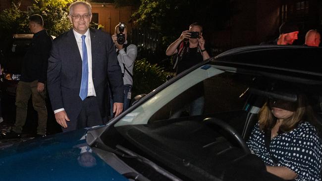 Prime Minister Scott Morrison arrives in Nowra. Picture: Jason Edwards