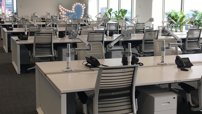 Empty desks for the employees of the future at Twitter's Australian headquarters. Picture: Chris Griffith