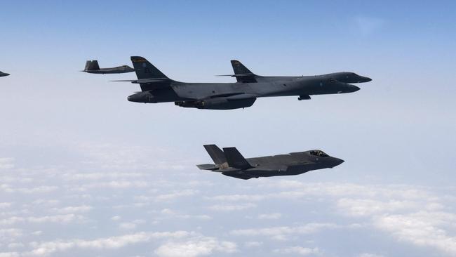 US leaders have been told that the anti-ship missiles can be launched only from F-18 fighter jets and B-1 bombers (as pictured), which have ‘poor readiness’. Picture: AFP