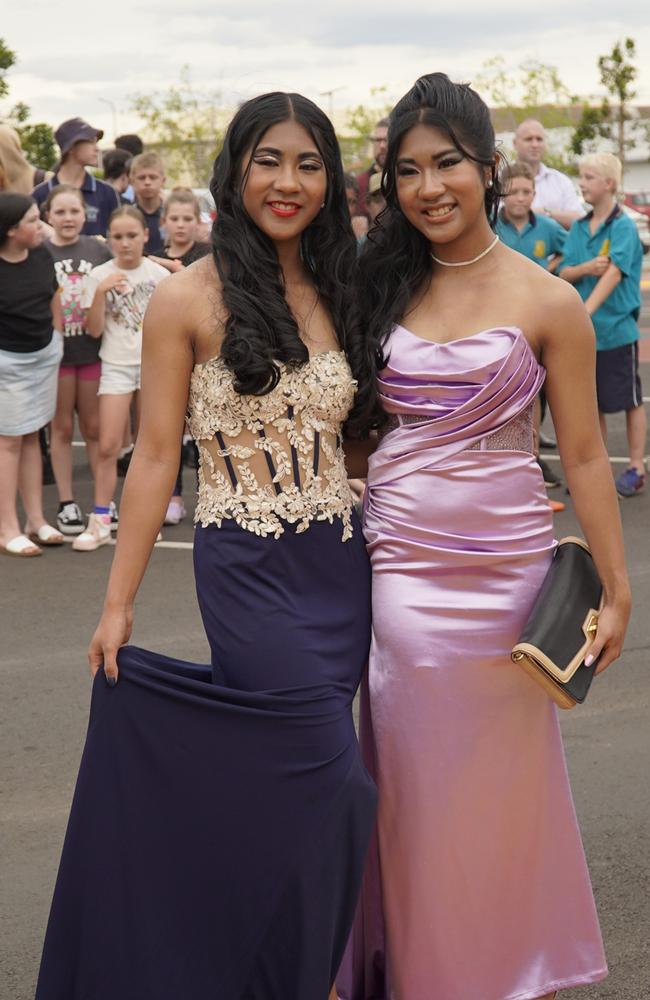 Abigail and Miriam Roselio arriving at the 2023 Kingaroy State High School formal.