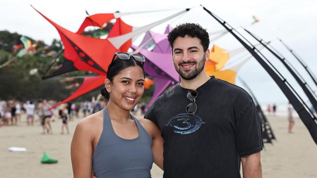 Luchie Sanguina and Anton Ciuffoli attend the Port Douglas Carnivale's family beach day, held on Four Mile Beach and the Port Douglas Surf Lifesaving Club. Picture: Brendan Radke