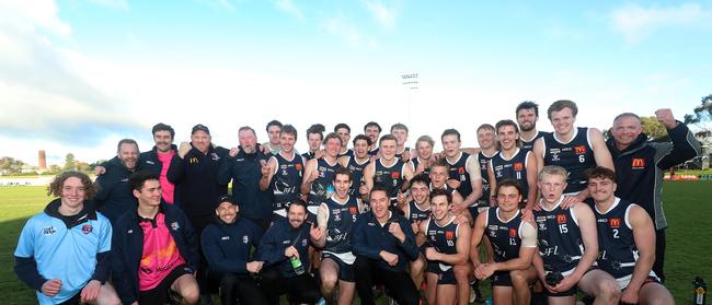 Ballarat FNL celebrate their win. Picture Yuri Kouzmin