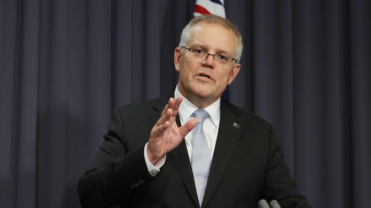 Prime Minister Scott Morrison made the announcement about international borders on Monday night. Picture: NCA NewsWire / Gary Ramage