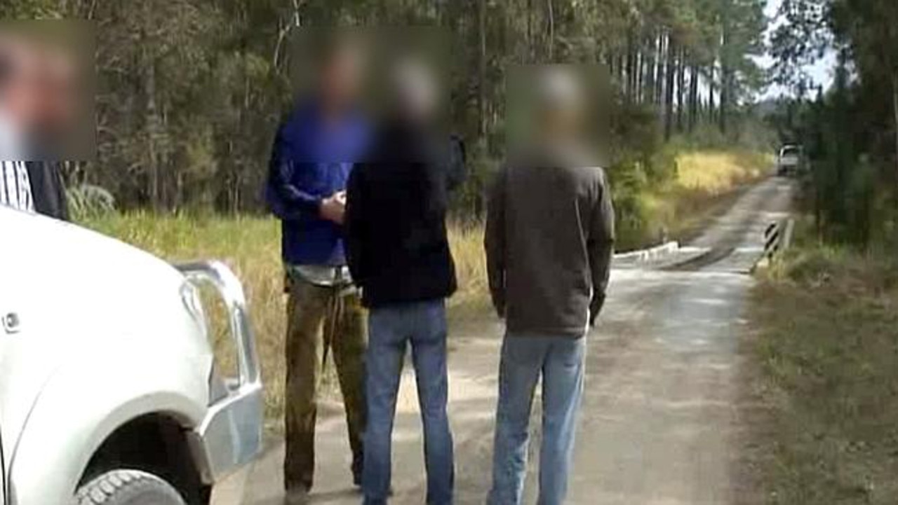 Undercover police with Brett Cowan at the scene of where he allegedly disposed of Daniel Morcombe.