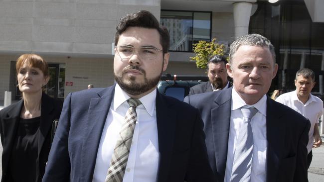 Bruce Lehrmann outside court in Canberra on Thursday. Picture: NCA NewsWire / Gary Ramage