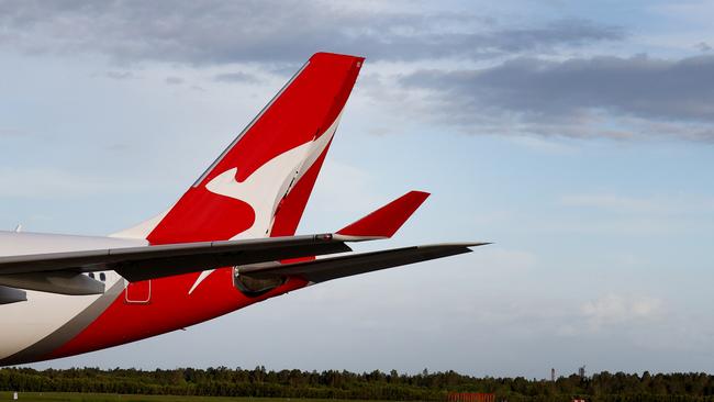 The tail of a QANTAS plane. Picture David Clark