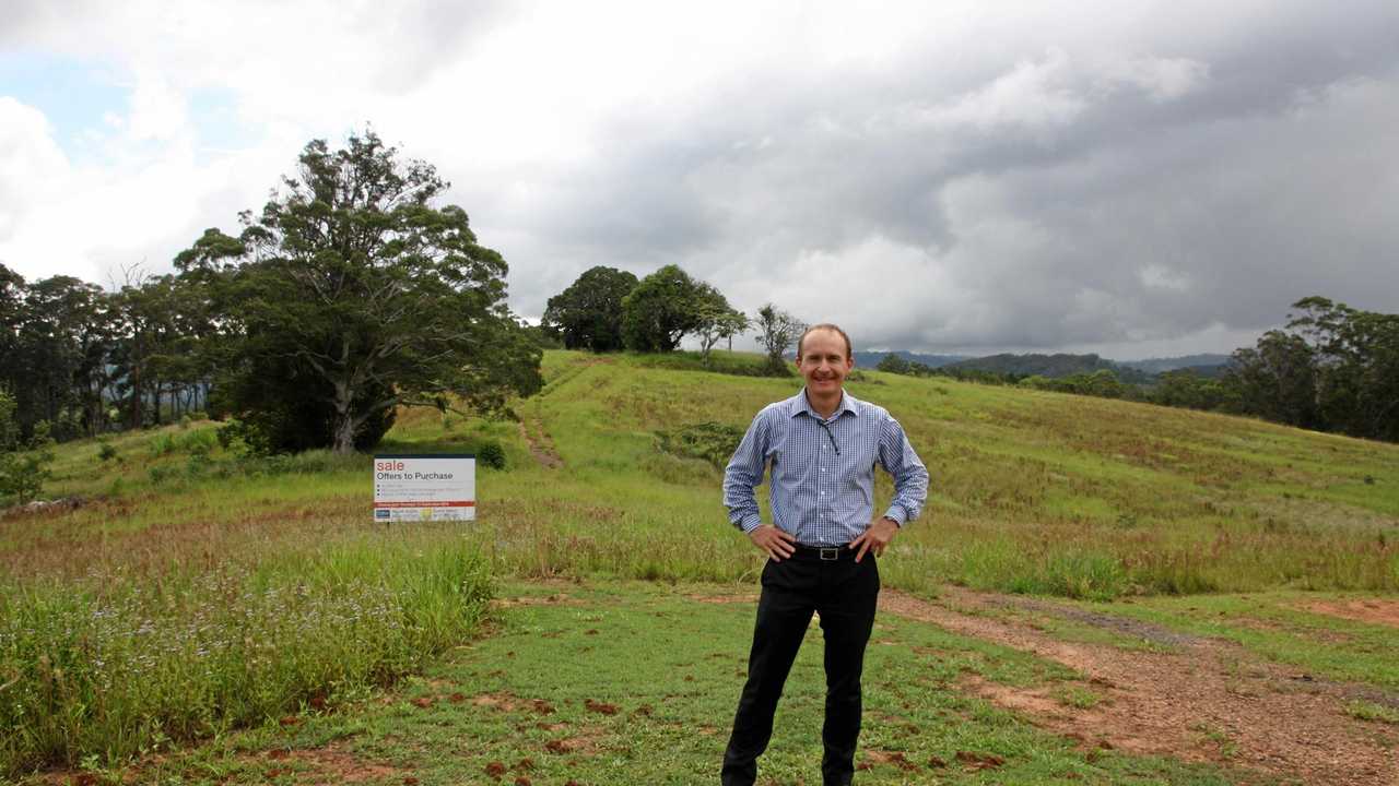 Baydn Dodds of Colliers International on site at the 18.36ha property at 50 Abbotts Rd, Palmwoods. Picture: Erle Levey