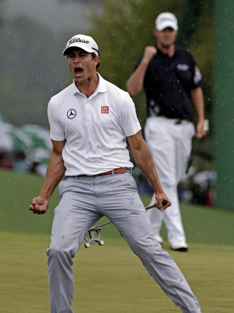 Adam Scott went berserk on Augusta National’s 18th green 10 years ago.