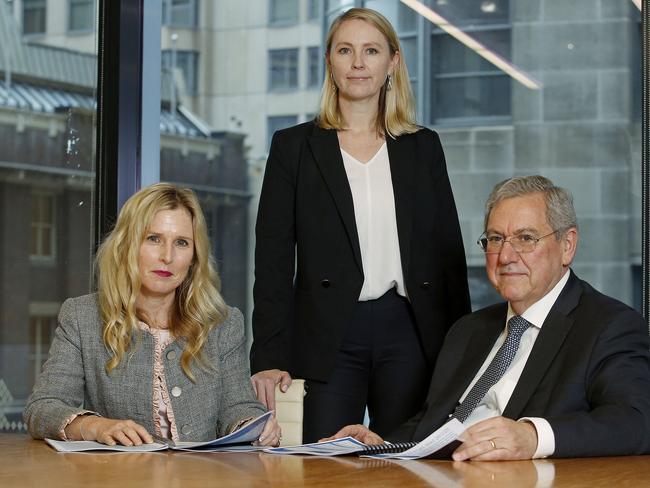 L to R: Commissioner Simone Constant, ED of Markets Calissa Aldridge and Chair Joe Longo with the ASIC report into Australia's Evolving Capital markets. Picture: John Appleyard / Snappleyard