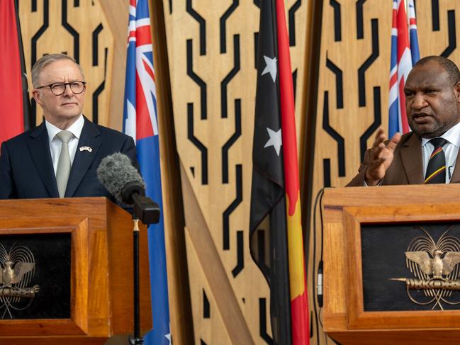 PORT MORESBY, PNG: Australian Prime Minister Anthony Albanese  holds a  press conference with PNG Prime Minister Marape  in Port Moresby. Picture: PMO via NCA NewsWire