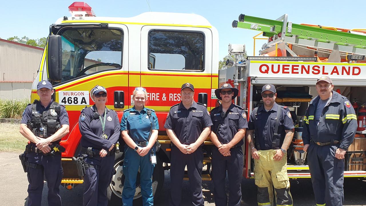 Some of the emergency service members who talked about road safety with the Murgon State High School graduates.