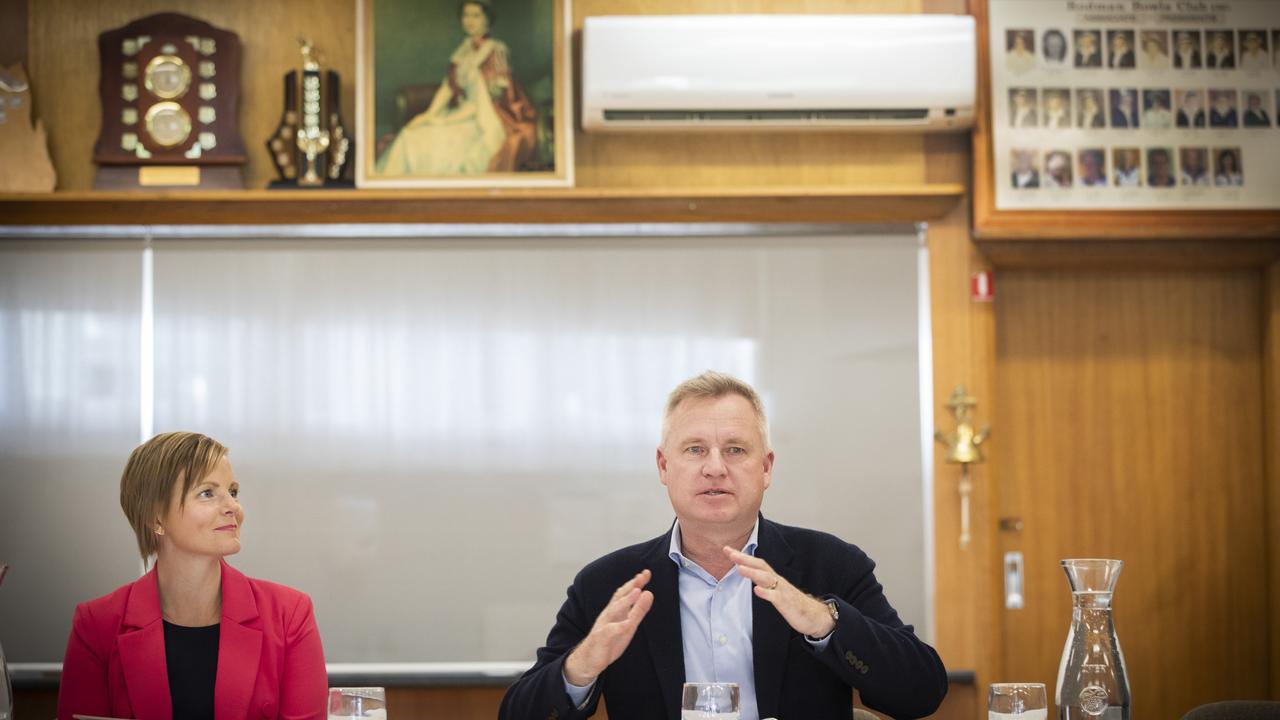 Glenorchy Mayor Bec Thomas and Premier Jeremy Rockliff during the Community Cabinet at the Glenorchy Rodman Bowls and Community Club. Picture: Chris Kidd