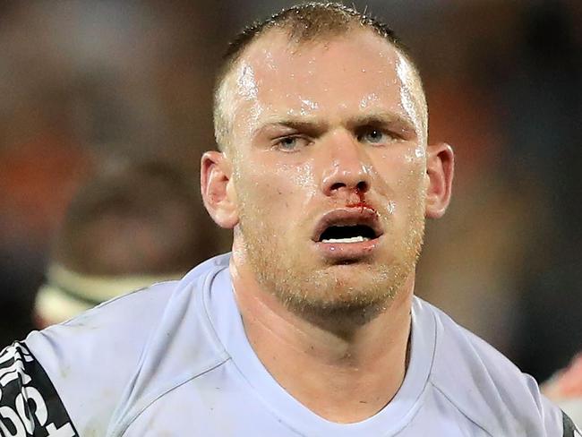 SYDNEY, AUSTRALIA - MARCH 23:  Matthew Lodge of the Broncos comes off the field during the round three NRL match between the Wests Tigers and the Brisbane Broncos at Campbelltown Sports Stadium on March 23, 2018 in Sydney, Australia.  (Photo by Mark Evans/Getty Images)