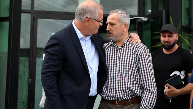 The Prime Minster met with Islamic community leaders, including Jamal Rif, following the terror attack in Christchurch. Picture: AAP/Dan Himbrechts