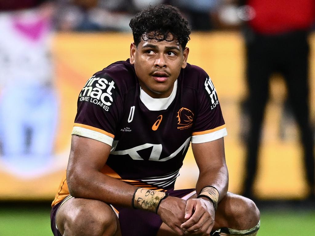 NRL 2024 RD14 Brisbane Broncos v Cronulla-Sutherland Sharks – Selwyn Cobbo, Dejection. NRL Photos