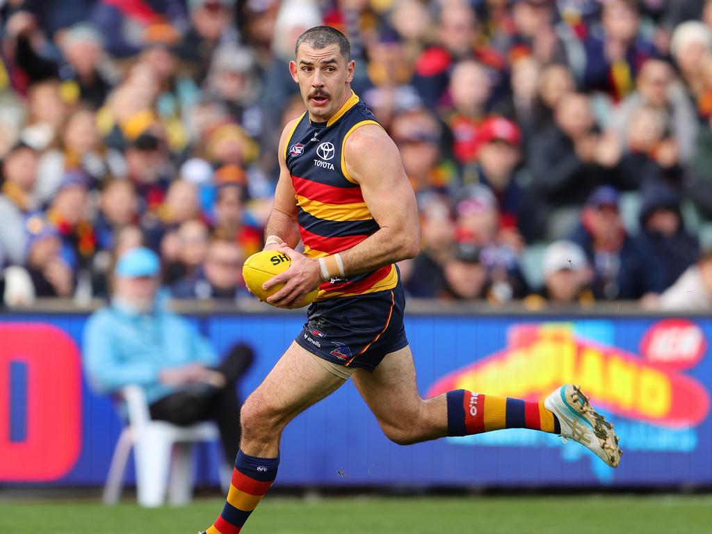 ADELAIDE, AUSTRALIA – JULY 28: Taylor Walker of the Crows during the 2024 AFL Round 20 match between the Adelaide Crows and the Hawthorn Hawks at Adelaide Oval on July 28, 2024 in Adelaide, Australia. (Photo by Sarah Reed/AFL Photos via Getty Images)