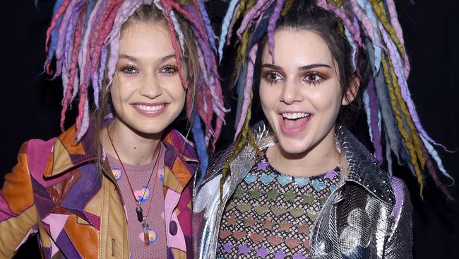 NEW YORK, NY - SEPTEMBER 15: Bella Hadid and Kendall Jenner pose backstage at the Marc Jacobs Spring 2017 fashion show during New York Fashion Week at the Hammerstein Ballroom on September 15, 2016 in New York City. (Photo by Dimitrios Kambouris/Getty Images for Marc Jacobs)