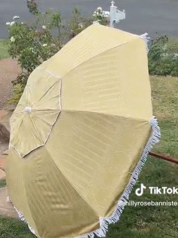 The $25 beach umbrella went on sale on Christmas Eve. Picture: TikTok/@millyrosebannister