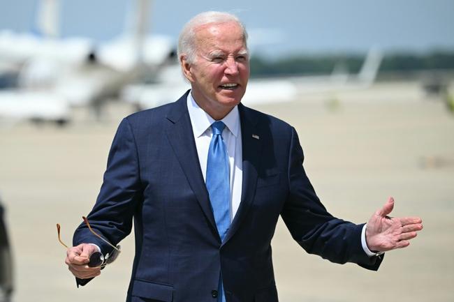 US President Joe Biden speaks to the press as he arrives at Joint Base Andrews in Maryland on July 23, 2024. Biden is returning to the White House after spending nearly a week at his personal residence recovering from Covid and for the first time since dropping his reelection bid.