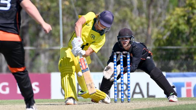 Campbell Kellaway in action for the CA XI in the Top End series. Picture: Julianne Osborne