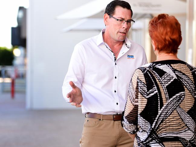 Pauline Hanson in Townsville to endorse her One Nation Candidate for Thuringowa, Troy Thompson. Picture: Alix Sweeney