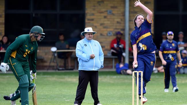 VTCA: Druids bowler Nathan Johnson. Picture: Steve Tanner