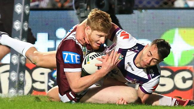 Bradley Parker scored two tries for Manly. Picture: Adam Taylor