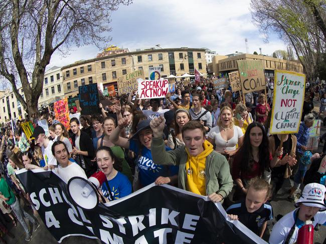 Climate strike rally in Hobart. Picture: RICHARD JUPE