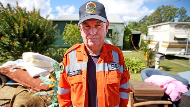 Taree resident Terry Spinks was helping out when his SES colleagues told him to head home and pack. Picture: Nathan Edwards