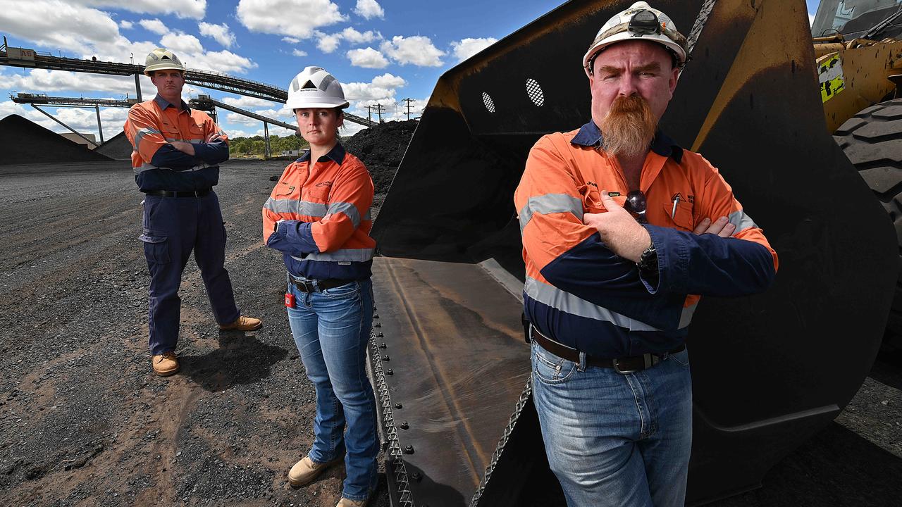 Mining staff at the New Acland coal mine, which is facing an uncertain future. Picture: Lyndon Mechielsen