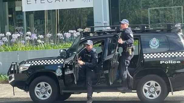 Public Order Riot Squad officers arrive at Gosford after the two fires on Thursday.