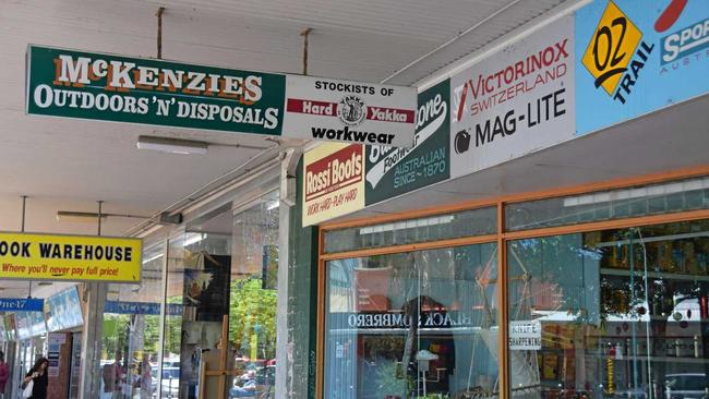 McKenzies Outdoors 'N' Disposals on Keen St is one of the businesses that will be affected when Lismore City Council starts reconstructing CBD footpaths. Picture: Cathryn McLauchlan