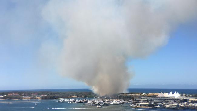 Fire on The Spit at Main Beach on the Gold Coast. Picture: Sam Cleaveland