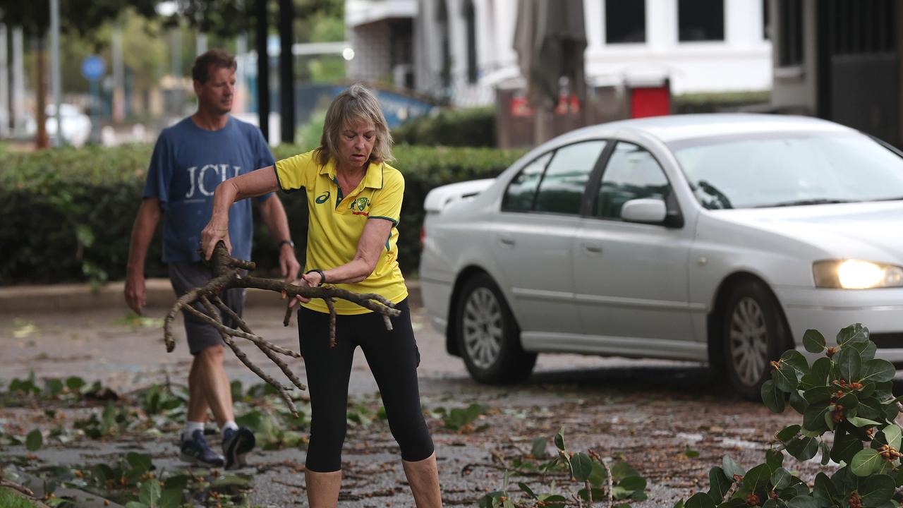 Townsville locals woke early to inspect the damage along The Strand left from TC Kirrily that hit overnight. Pics Adam Head