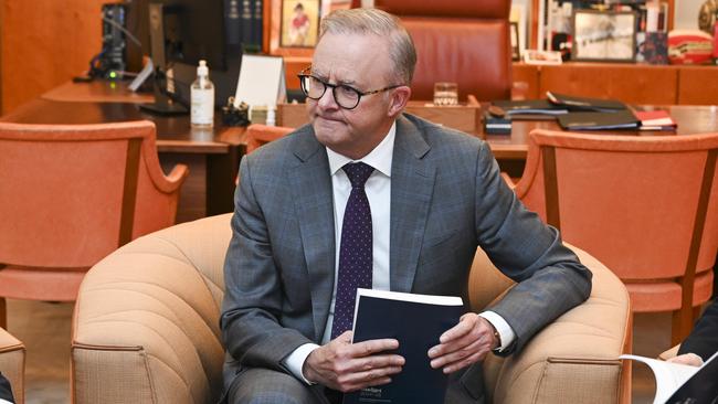 Anthony Albanese in his office in Canberra on Monday. Picture: NCA NewsWire / Martin Ollman