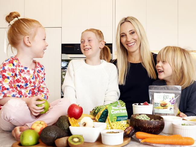 Amelia Phillips, pictured with three of her four children: Charlotte 7, Angus 6 and Ella 4. Picture: Tim Hunter