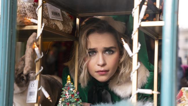 Emilia Clarke in a scene Last Christmas, playing a more “challenging” character than usual for a Hollywood rom-com.