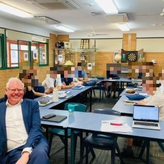 Gareth Ward visited four local schools in his electorate after he outed himself as the MP at the centre of historic sexual violence allegations in 2021. It is not suggested any of the student depicted have made allegations against Mr Ward, who denies the allegations, and had not been changed at the time he visited the schools